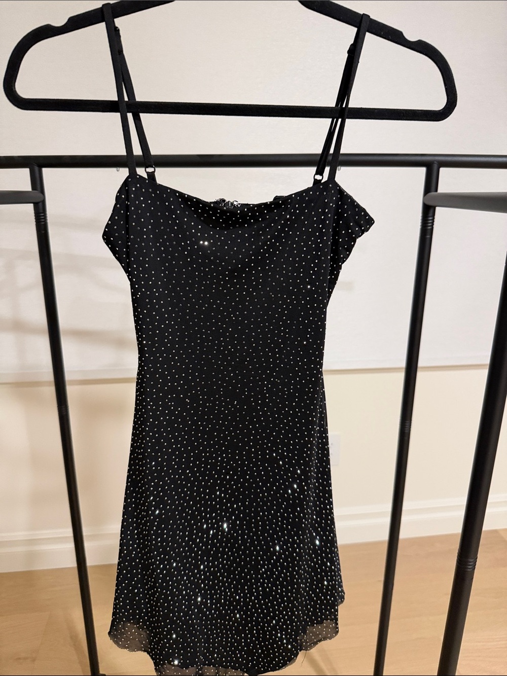 Windsor Black Mini Slip Dress with Sparkle Embellishments